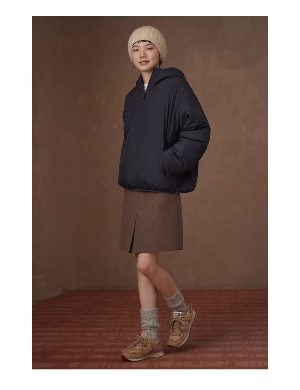 復古少女感綿羊毛混紡挺括呢料靈動褶襉高腰顯瘦半身裙,復古少女感綿羊毛混紡挺括呢料靈動褶襉高腰顯瘦半身裙,HBEW2042,復古少女感綿羊毛混紡挺括呢料靈動褶襉高腰顯瘦半身裙,口袋造型,羊毛混紡