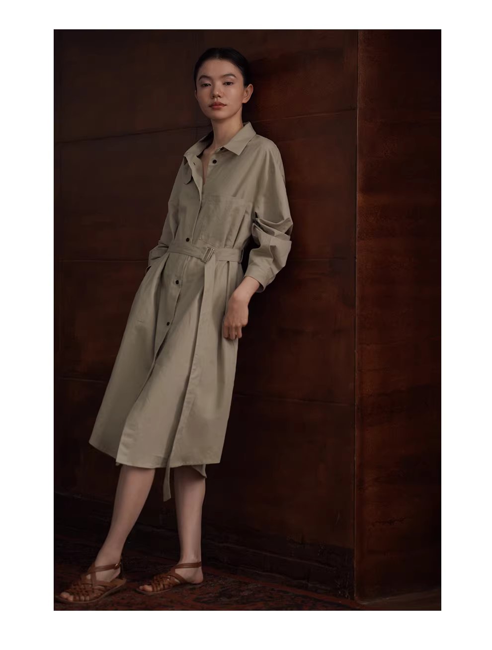 日常友善清透亞麻棉混紡襯衫領寬鬆H版型腰帶通勤洋裝,日常友善清透亞麻棉混紡襯衫領寬鬆H版型腰帶通勤洋裝,HBFS7003,日常友善清透亞麻棉混紡襯衫領寬鬆H版型腰帶通勤洋裝,通勤俐落,棉麻材質