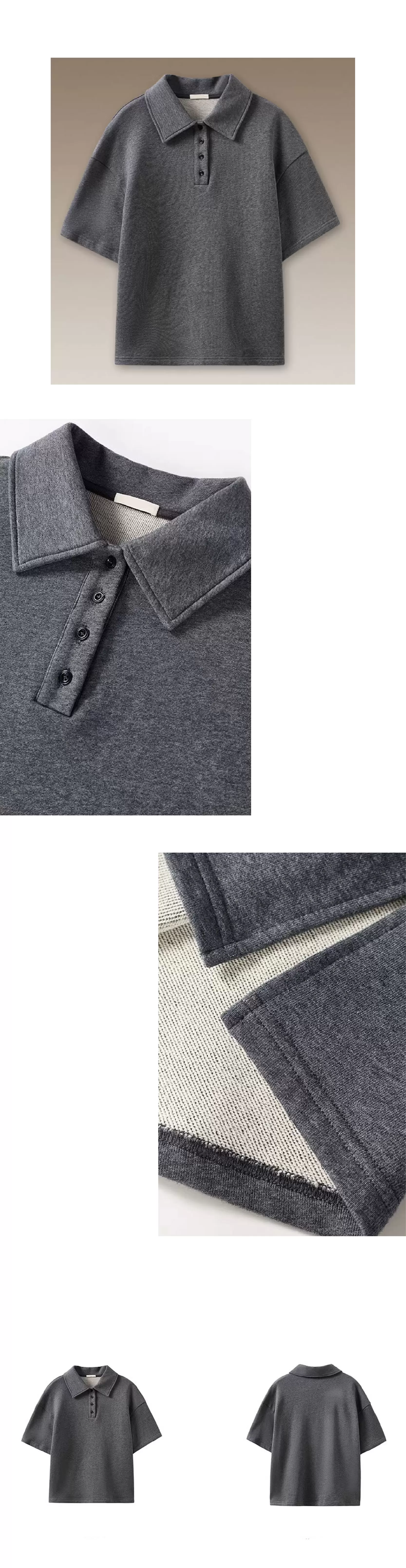 古經典休閒碰撞Polo領寬鬆顯瘦100棉花灰落肩短袖上衣,古經典休閒碰撞Polo領寬鬆顯瘦100棉花灰落肩短袖上衣,HBFS1013,古經典休閒碰撞Polo領寬鬆顯瘦100棉花灰落肩短袖上衣,親膚舒適,俐落隨性