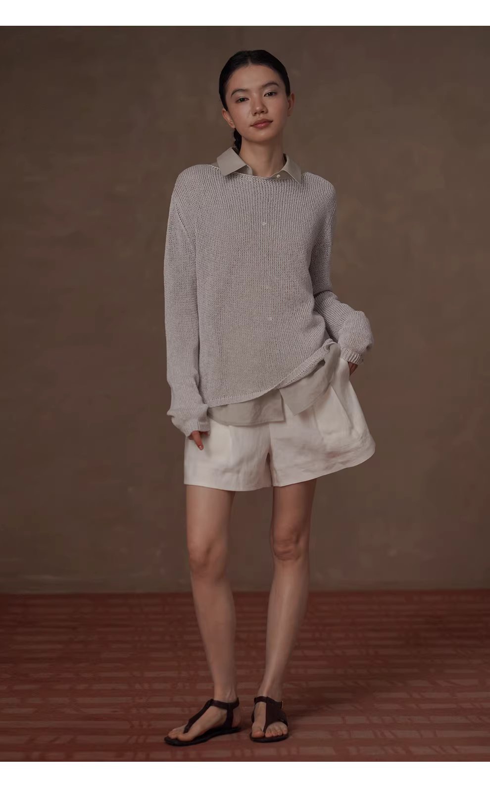 朦朧水霧進口及紙紗透氣針織紙片人寬鬆顯瘦一字領罩衫,朦朧水霧進口及紙紗透氣針織紙片人寬鬆顯瘦一字領罩衫,HBFS1014,朦朧水霧進口及紙紗透氣針織紙片人寬鬆顯瘦一字領罩衫,舒適透氣,寬鬆顯瘦