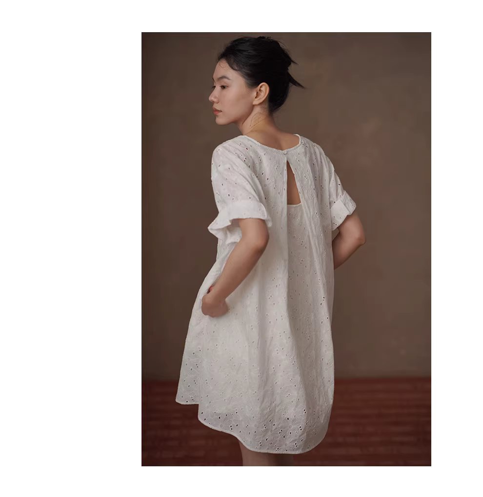 浪漫花園匠心之作100棉立體繡花A字顯瘦泡泡袖洋裝女,浪漫花園匠心之作100棉立體繡花A字顯瘦泡泡袖洋裝女,HBFS7007,浪漫花園匠心之作100棉立體繡花A字顯瘦泡泡袖洋裝女,吸濕排汗,版型修飾