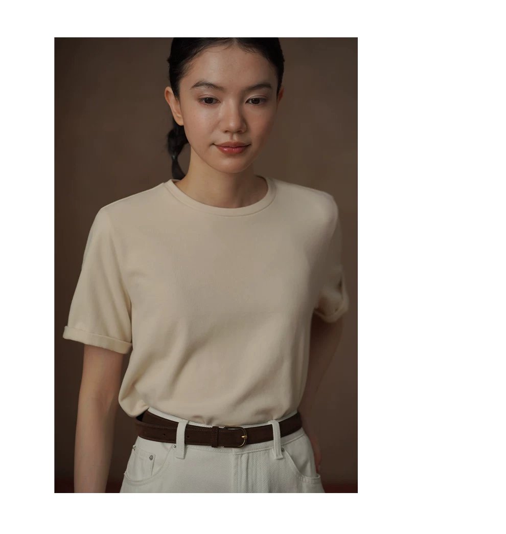 天然高棉親膚柔軟T恤合身直筒H型後領紐帶設計短袖上衣,天然高棉親膚柔軟T恤合身直筒H型後領紐帶設計短袖上衣,HBFS1031,天然高棉親膚柔軟T恤合身直筒H型後領紐帶設計短袖上衣,親膚透氣,剪裁合身