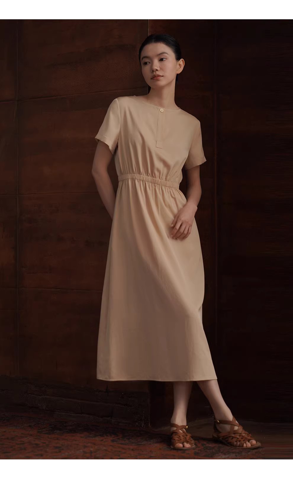 溫柔淡人洋裝顯瘦垂感簡約A字收腰短袖不挑人通勤洋裝,溫柔淡人洋裝顯瘦垂感簡約A字收腰短袖不挑人通勤洋裝,HBFS7013,溫柔淡人洋裝顯瘦垂感簡約A字收腰短袖不挑人通勤洋裝,柔滑啞光,優雅設計