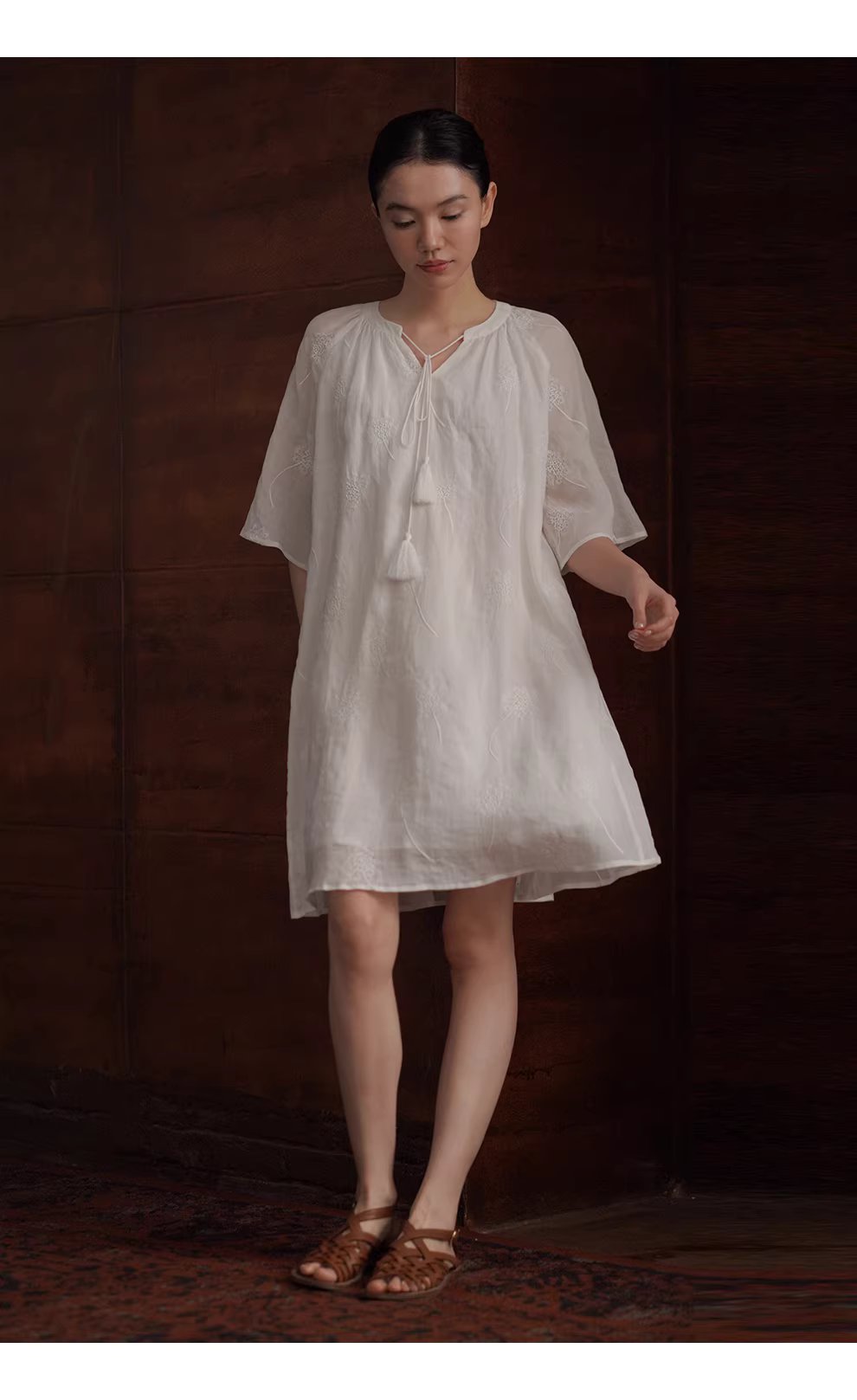 夏日蒲公英訂製全苧麻繡花流蘇繫帶寬鬆度假風洋裝女,夏日蒲公英訂製全苧麻繡花流蘇繫帶寬鬆度假風洋裝女,HBFS7014,夏日蒲公英訂製全苧麻繡花流蘇繫帶寬鬆度假風洋裝女,材質獨特,細膩繡花