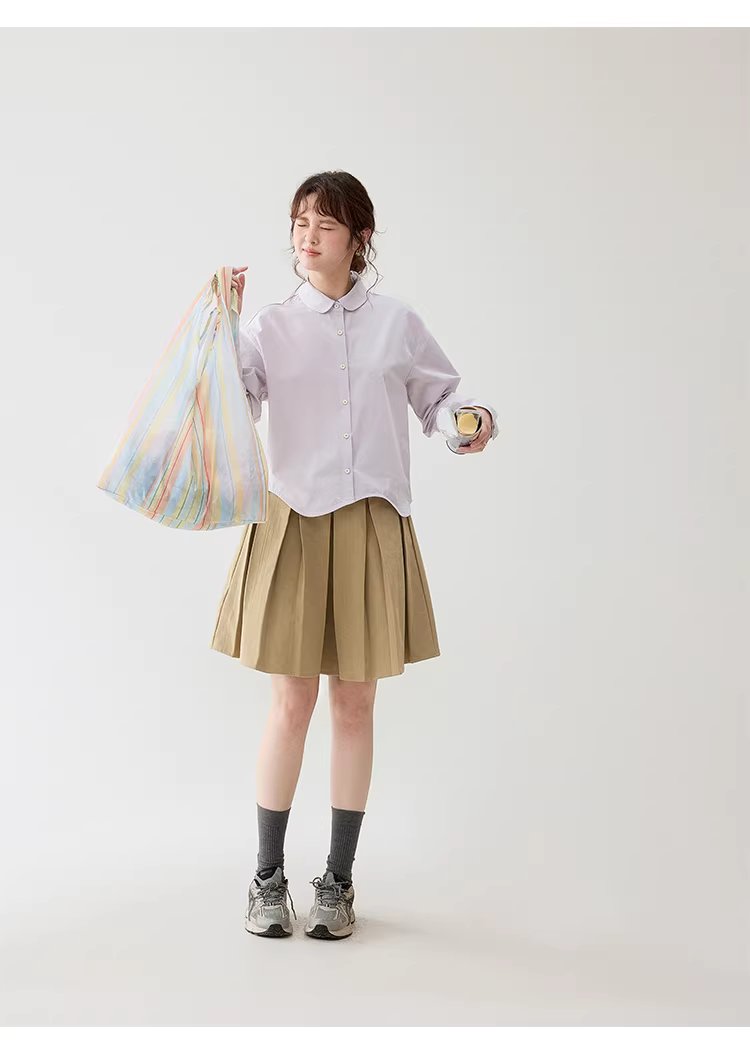 弧形擺娃娃領紫色襯衫女26春季新款減齡長袖上衣,弧形擺娃娃領紫色襯衫女26春季新款減齡長袖上衣,HBFS1046,弧形擺娃娃領紫色襯衫女26春季新款減齡長袖上衣,娃娃領,天絲混棉