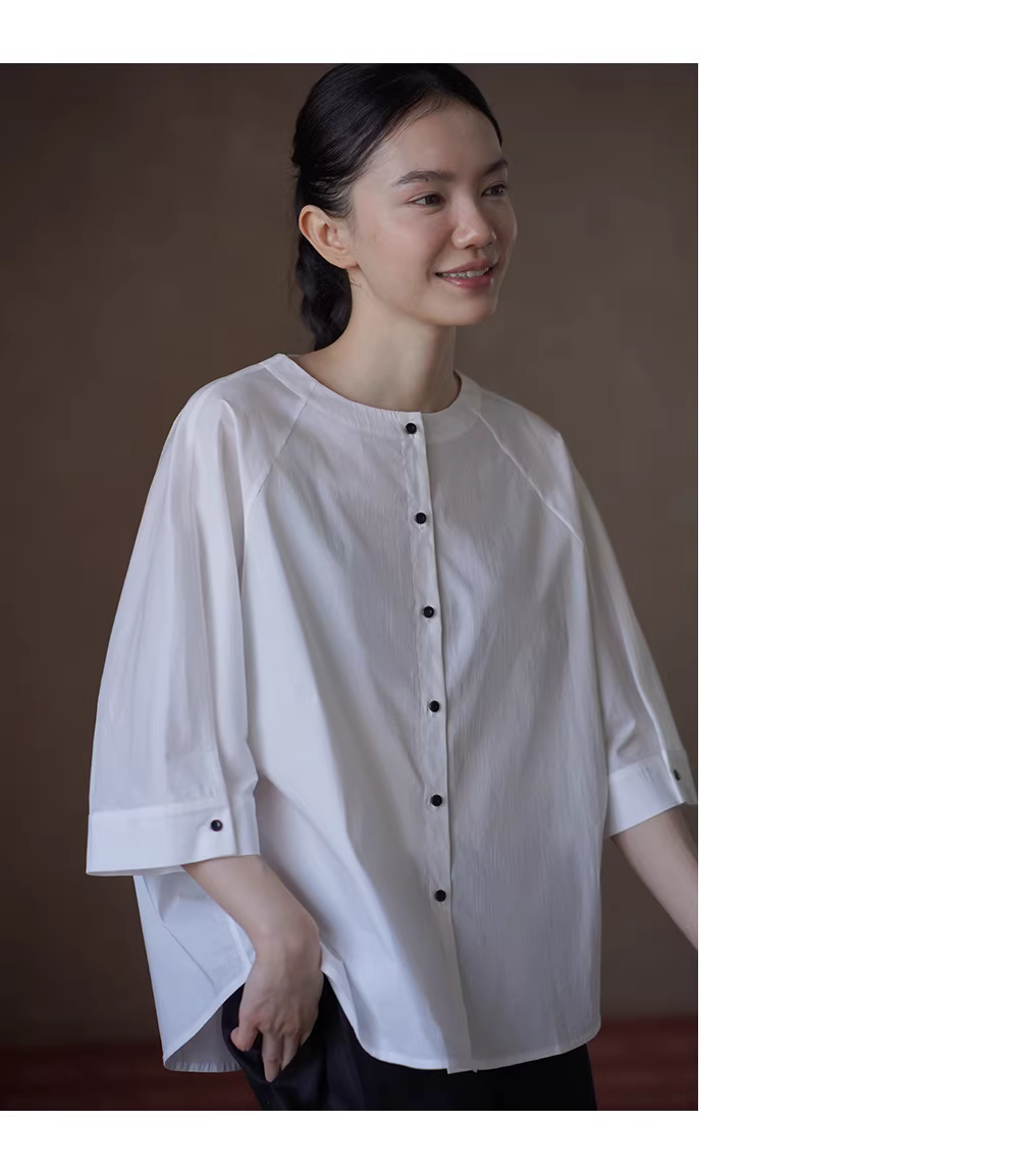 通勤天菜白襯衫圓領撞色紐扣插肩袖顯瘦寬鬆簡約上衣女,通勤天菜白襯衫圓領撞色紐扣插肩袖顯瘦寬鬆簡約上衣女,HBFS1077,通勤天菜白襯衫圓領撞色紐扣插肩袖顯瘦寬鬆簡約上衣女,舒適實穿,撞色扣子