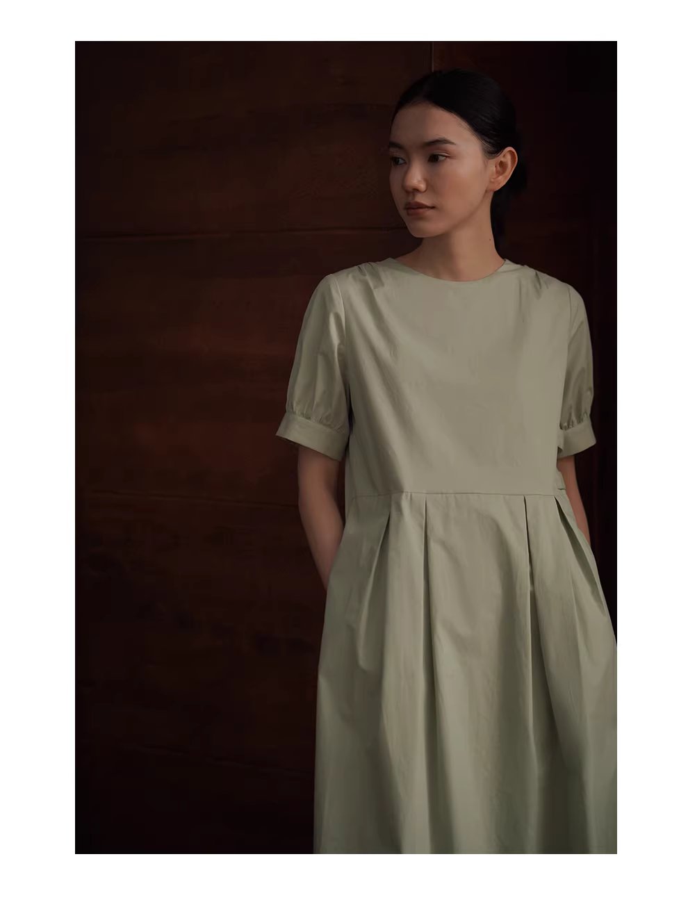 收腰立體壓褶腰袢設計100棉圓領泡泡袖寬鬆顯瘦洋裝女,收腰立體壓褶腰袢設計100棉圓領泡泡袖寬鬆顯瘦洋裝女,HBFS7042,收腰立體壓褶腰袢設計100棉圓領泡泡袖寬鬆顯瘦洋裝女,純棉親膚,版型修飾