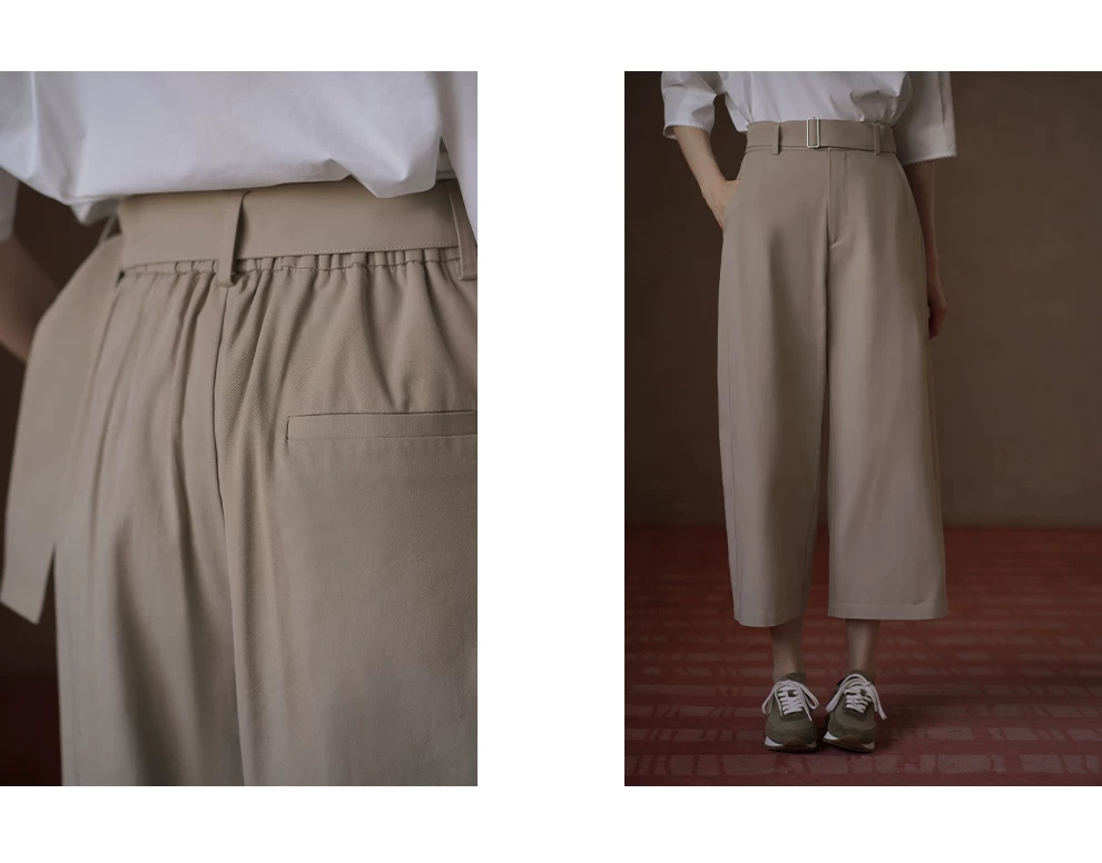 休閒棉感腰帶寬鬆褲腿立體打褶顯瘦高腰百搭直筒八分褲,休閒棉感腰帶寬鬆褲腿立體打褶顯瘦高腰百搭直筒八分褲,HBFS3027,休閒棉感腰帶寬鬆褲腿立體打褶顯瘦高腰百搭直筒八分褲,高腰透氣,版型修飾