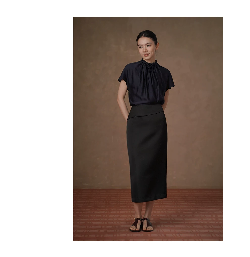 品質光澤緞感垂墜順滑捏褶花邊立領通勤顯瘦蝙蝠袖襯衫,品質光澤緞感垂墜順滑捏褶花邊立領通勤顯瘦蝙蝠袖襯衫,HBFS1102,品質光澤緞感垂墜順滑捏褶花邊立領通勤顯瘦蝙蝠袖襯衫,質感面料,木耳立領