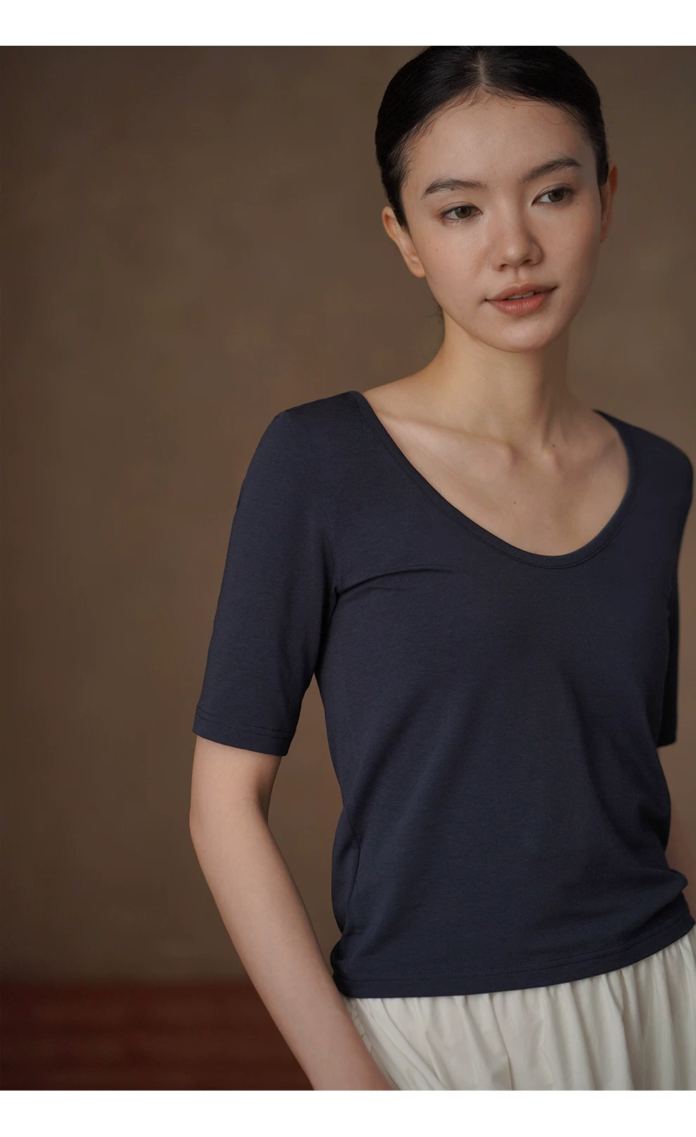 芭蕾練習室兩面穿U領氣質T卹彈性透氣中袖顯瘦通勤上衣,芭蕾練習室兩面穿U領氣質T卹彈性透氣中袖顯瘦通勤上衣,HBFS1103,芭蕾練習室兩面穿U領氣質T卹彈性透氣中袖顯瘦通勤上衣,柔軟透氣,日常顯瘦