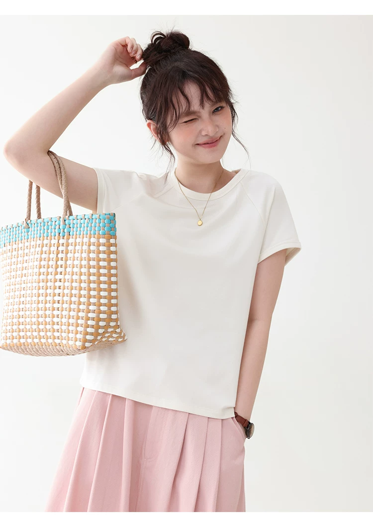 雙面長絨棉舒適短袖T恤女夏季新款通勤百搭上衣,雙面長絨棉舒適短袖T恤女夏季新款通勤百搭上衣,HBFS1105,雙面長絨棉舒適短袖T恤女夏季新款通勤百搭上衣,必備單品,天絲混棉