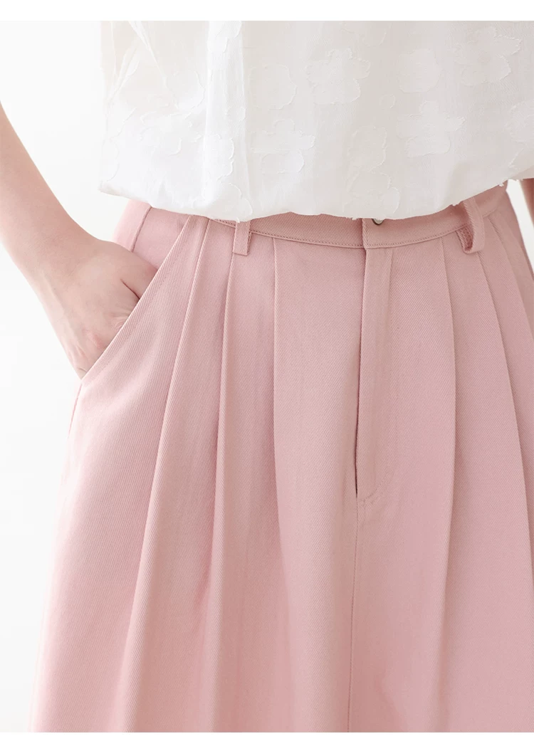 粉紅色中高腰壓褶牛仔半身裙女夏季新款純棉中長裙,粉紅色中高腰壓褶牛仔半身裙女夏季新款純棉中長裙,HBFS2020,粉紅色中高腰壓褶牛仔半身裙女夏季新款純棉中長裙,高腰壓摺,全棉面料