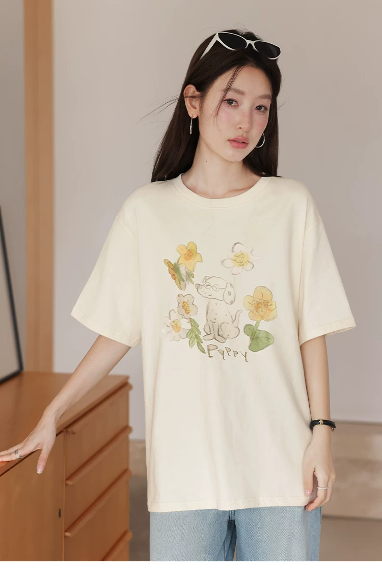 大尺碼胖mm花朵印花短袖T恤女2026新款夏季穿搭寬鬆杏色上衣,大尺碼胖mm花朵印花短袖T恤女2026新款夏季穿搭寬鬆杏色上衣,HBFS1181,大尺碼胖mm花朵印花短袖T恤女2026新款夏季穿搭寬鬆杏色上衣,童趣印花,舒適面料