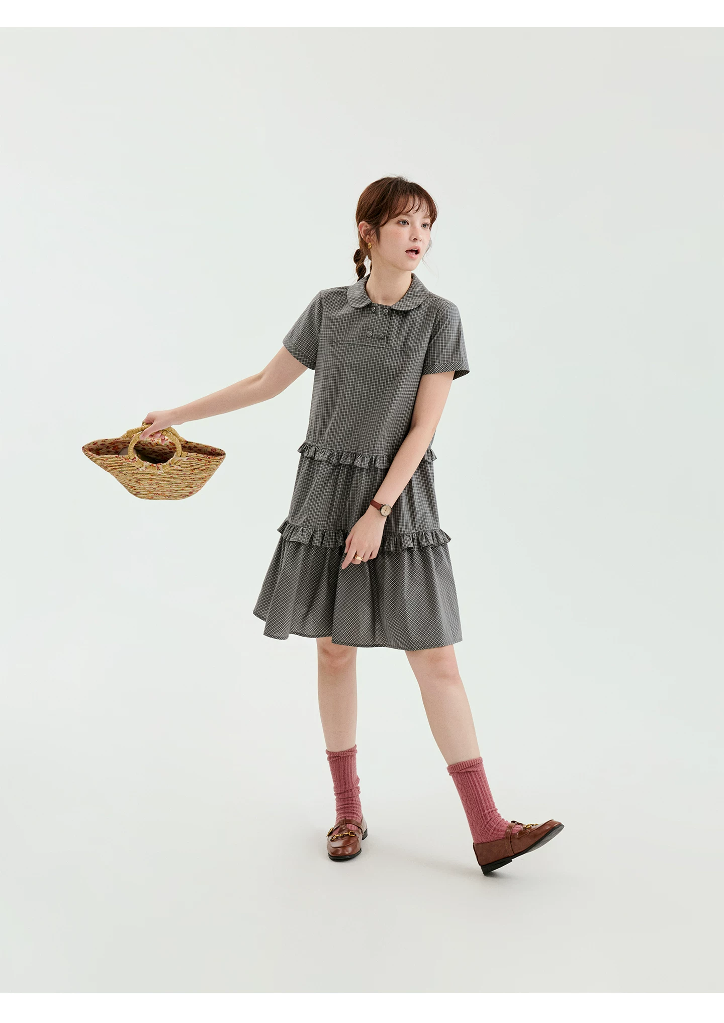 日系格紋娃娃領純棉洋裝女夏季新款花邊短裙子,日系格紋娃娃領純棉洋裝女夏季新款花邊短裙子,HBFS7175,日系格紋娃娃領純棉洋裝女夏季新款花邊短裙子,娃娃領,全棉面料