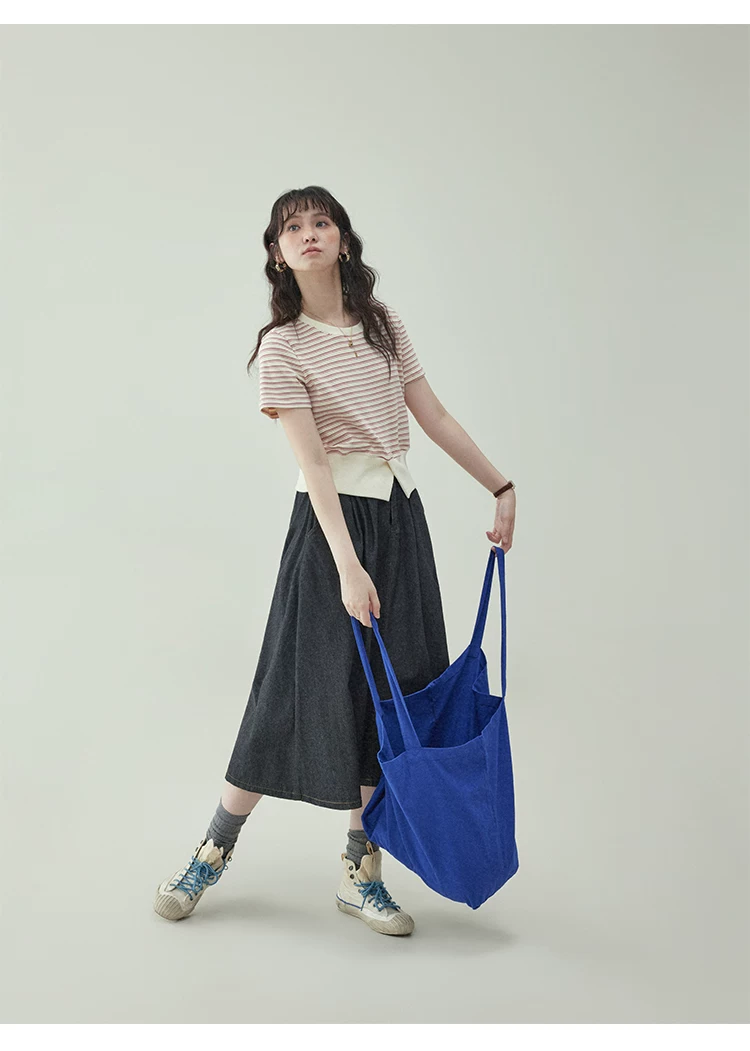甜美條紋收腰短T恤女夏季新款開叉短袖上衣,甜美條紋收腰短T恤女夏季新款開叉短袖上衣,HBFS1359,甜美條紋收腰短T恤女夏季新款開叉短袖上衣,開衩造型,短款版型