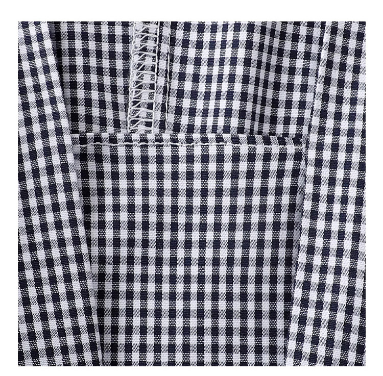 黑白格紋扭結短袖連身裙女夏季新款收腰a字中裙