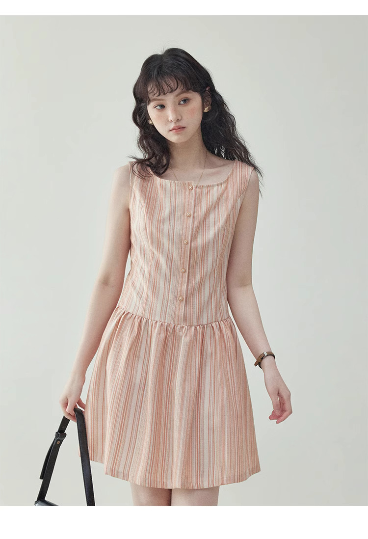 甜美圖案無袖背心洋裝女夏季新款顯瘦a字短裙