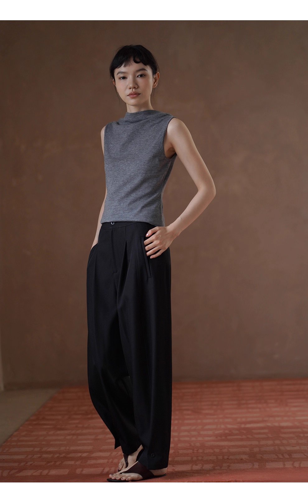 晨會通勤西裝褲垂順顯瘦可調腳口設計通勤闊腿長褲女