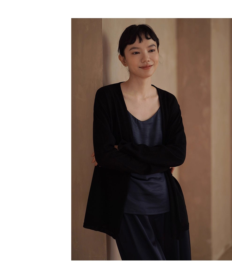 紙片人開襟衫萊賽爾亞麻輕薄寬鬆顯瘦慵懶通勤針織外套女