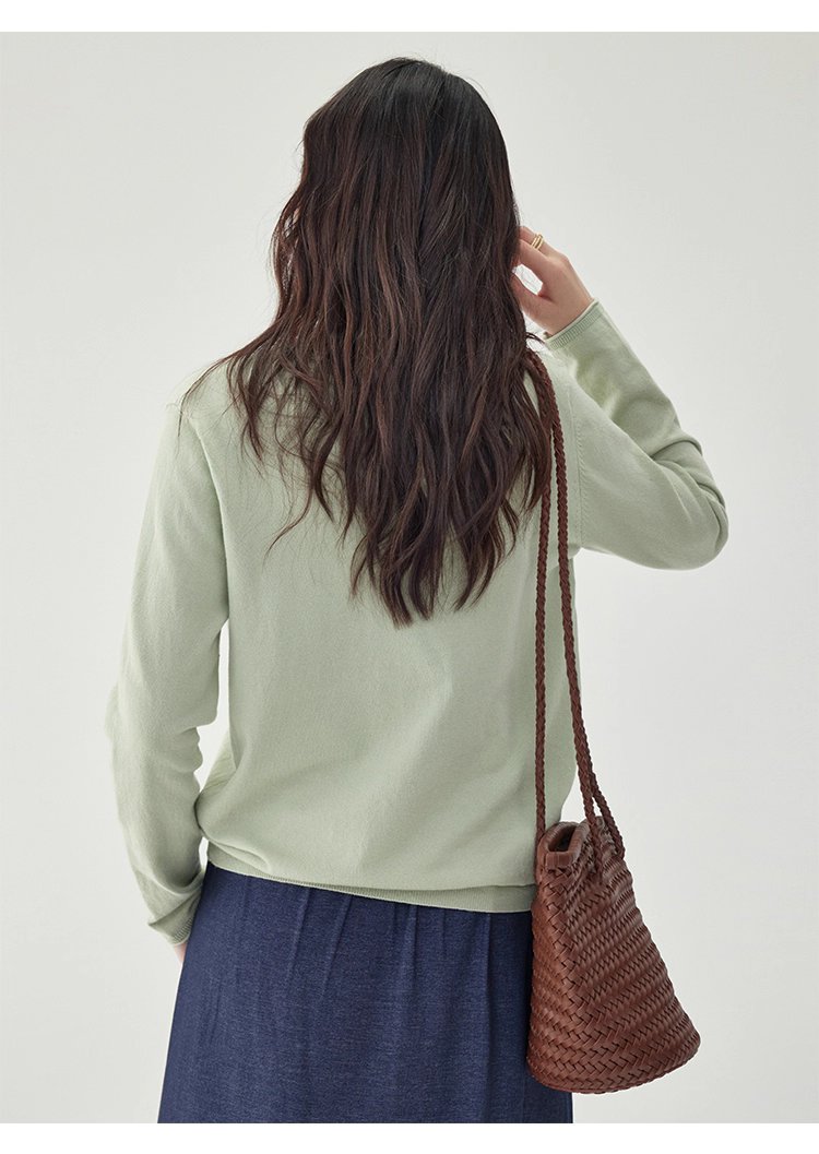 韓系純色毛衣長袖針織衫女秋季新款圓領純棉上衣