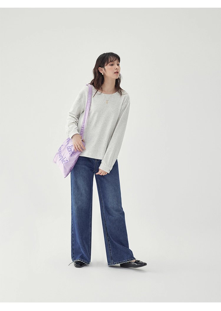 後排扣繫帶圓領衛衣T恤女秋季新款寬鬆長袖上衣