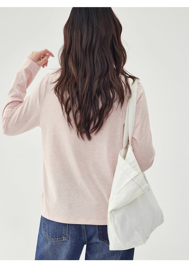 粉紅小狗印花長袖T恤女25秋季全新寬鬆減齡上衣