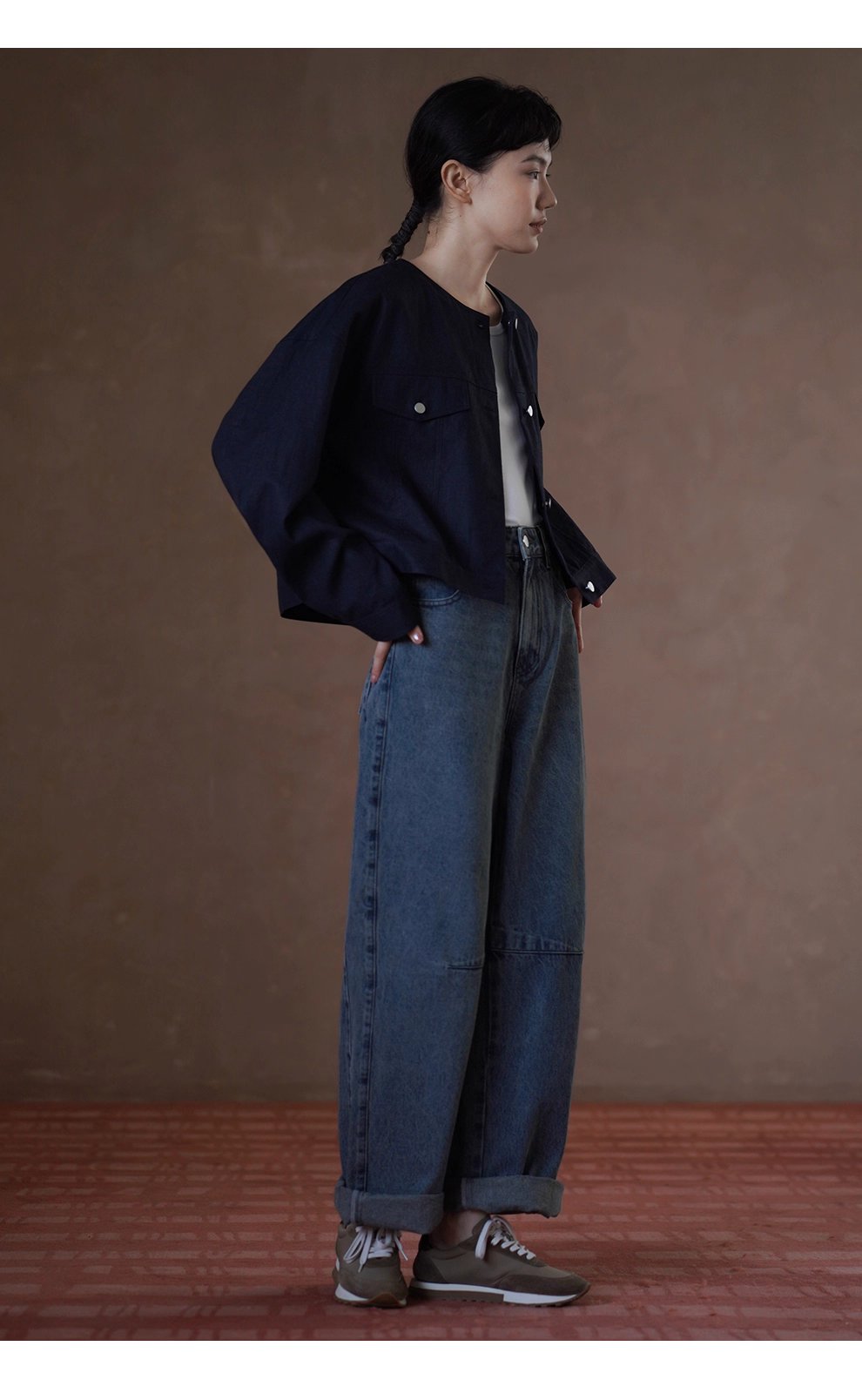 輕工裝挺括透氣苧麻棉寬鬆箱型短長袖顯瘦通勤外套女