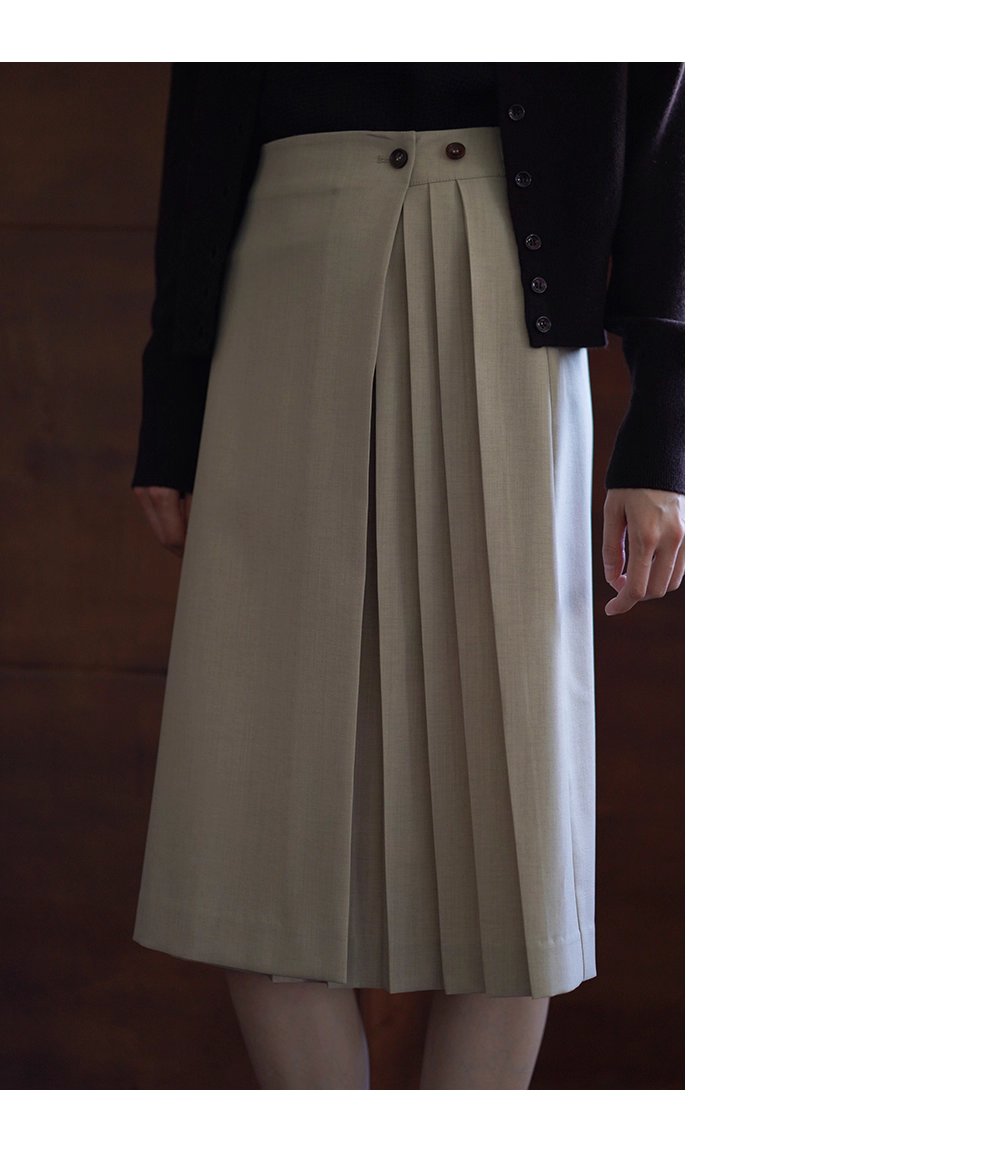 法式通勤一片圍裹式寬鬆直筒高腰不對稱壓褶顯瘦半身裙