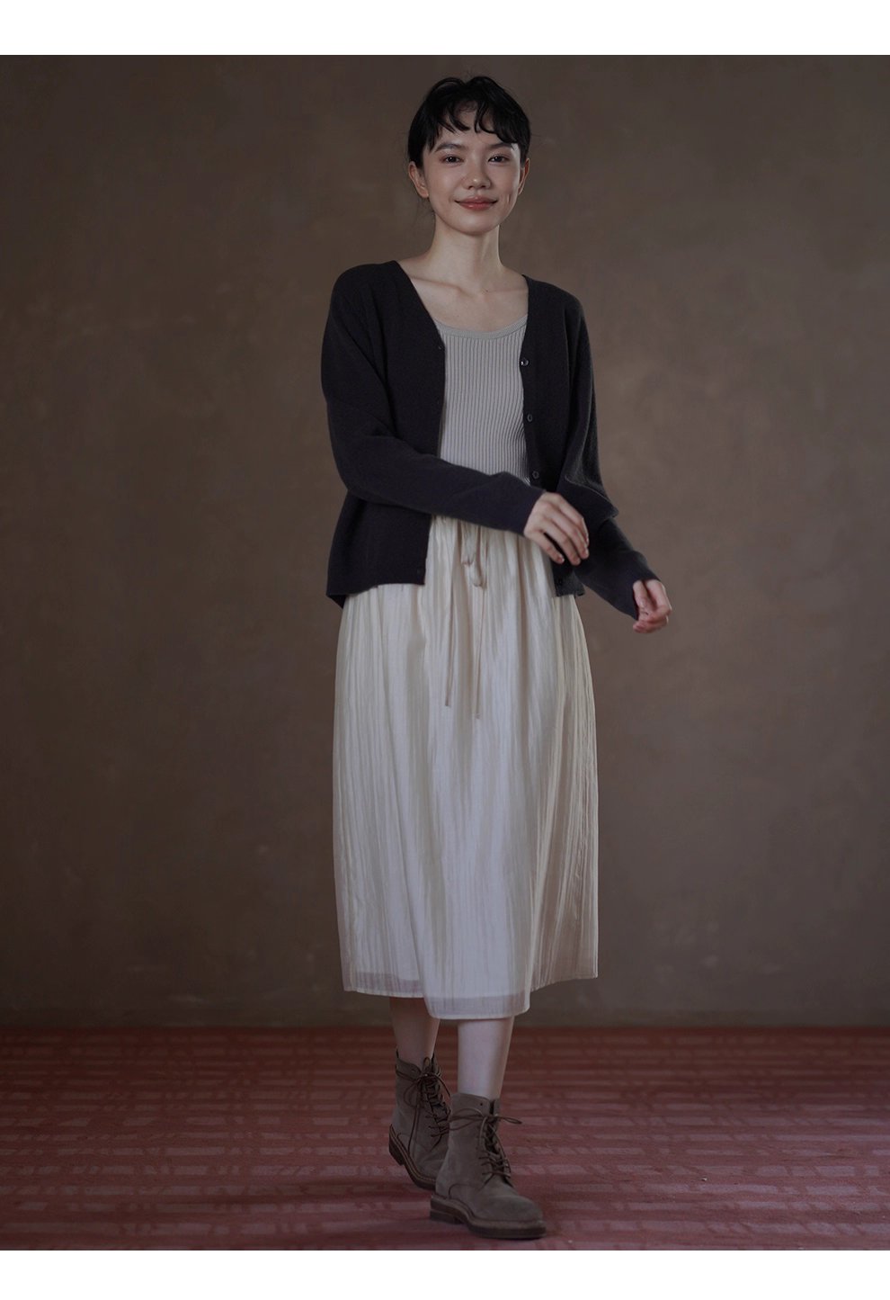 內外兼修蓬鬆軟糯100綿羊毛寬鬆V領顯瘦針織通勤外套女