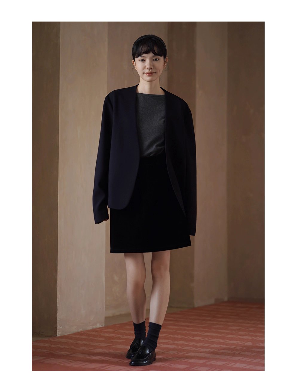 簡約時尚知識分子西裝寬鬆輪廓顯瘦V領高智感氣場外套女