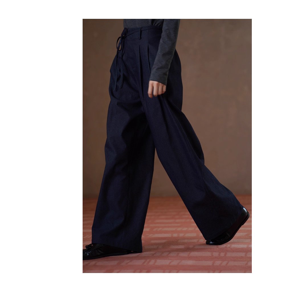 基礎時髦法則不挑人顯瘦版型遮肉寬鬆闊腿高腰牛仔長褲