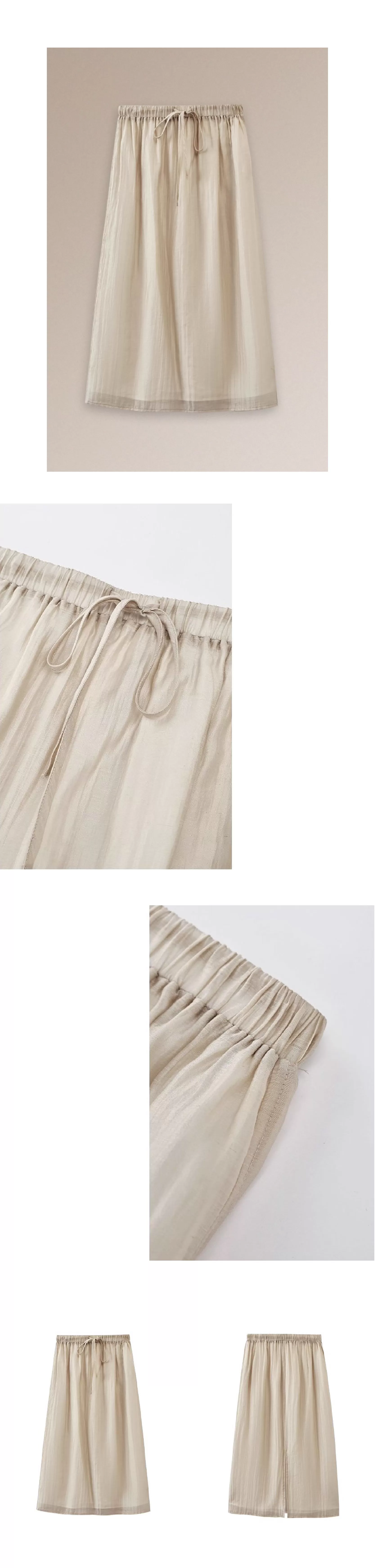 縹緲雲感萊賽爾亞麻透氣細膩肌理抽繩高腰顯瘦微A半身裙