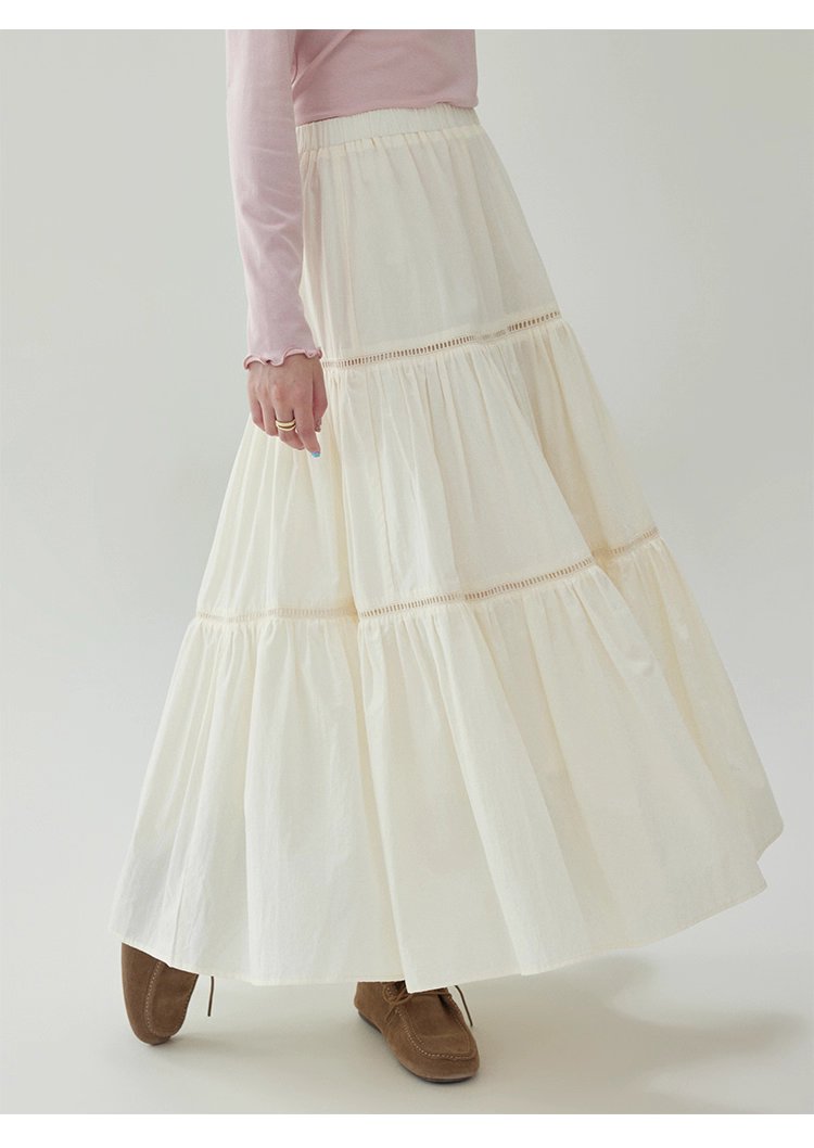 法式純棉拼接中長半身裙女秋季新款鬆緊腰蛋糕裙,法式純棉拼接中長半身裙女秋季新款鬆緊腰蛋糕裙,HBEW2009,法式純棉拼接中長半身裙女秋季新款鬆緊腰蛋糕裙,蛋糕裙擺,全棉面料