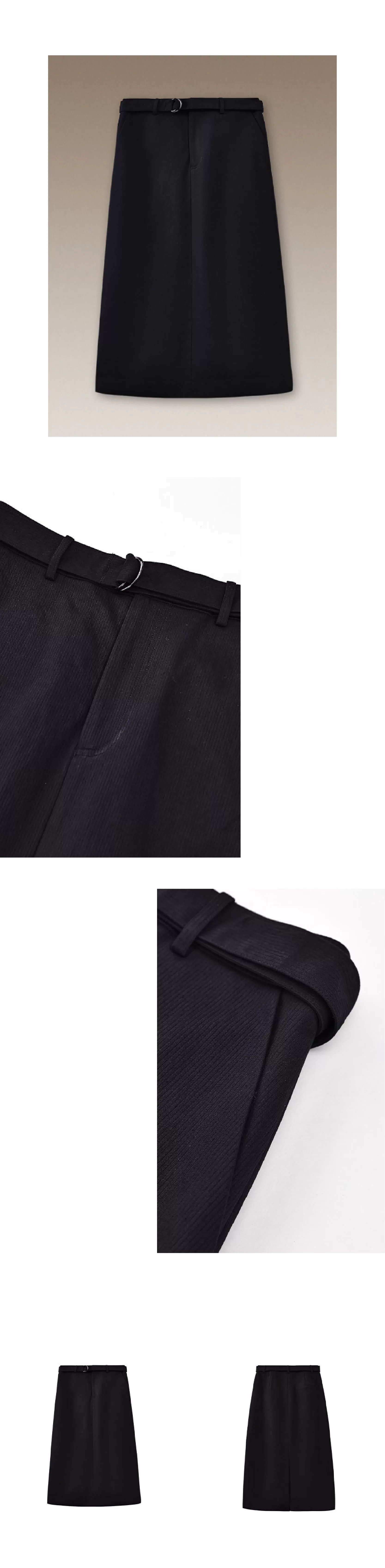 挺括立體棉感直筒高腰通勤顯瘦遮肉可調式腰帶半身裙女