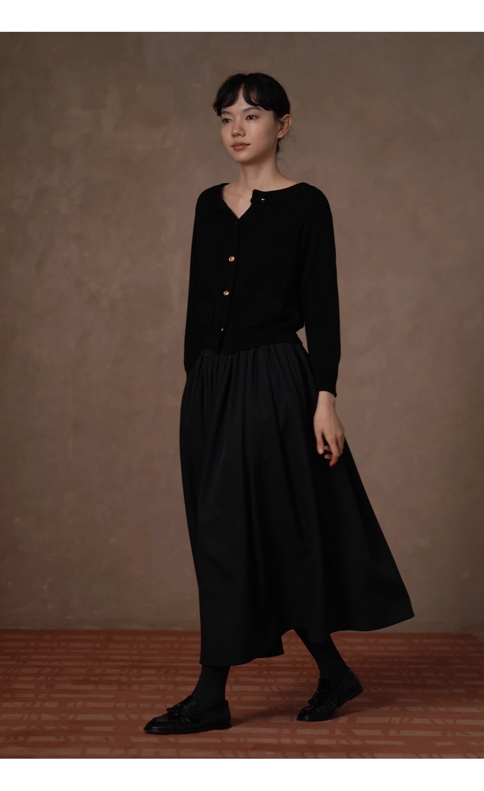 穿搭驚喜前後雙開復古金扣羊毛混紡毛衣顯瘦外套女