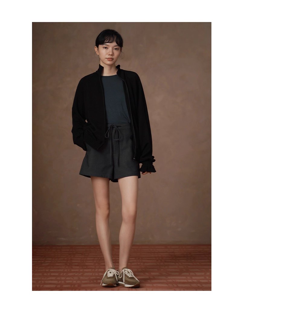 軟糯空氣層垂感寬鬆顯瘦休閒立領外套小眾打攬袖口衛衣