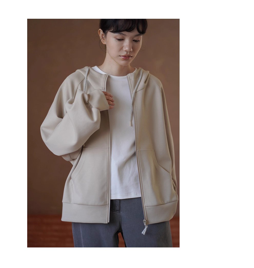 細節控柔軟起司衛衣休閒寬鬆暗格肌理棉感顯瘦連帽外套