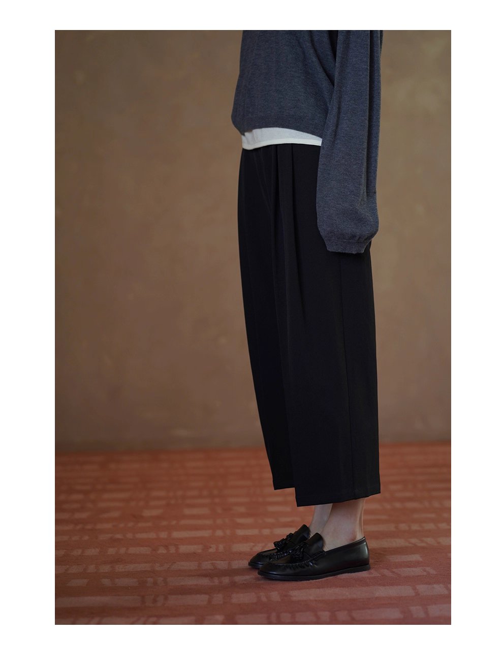 紳士通勤西裝褲俐落剪裁簡約法式高腰顯瘦錐形九分褲女