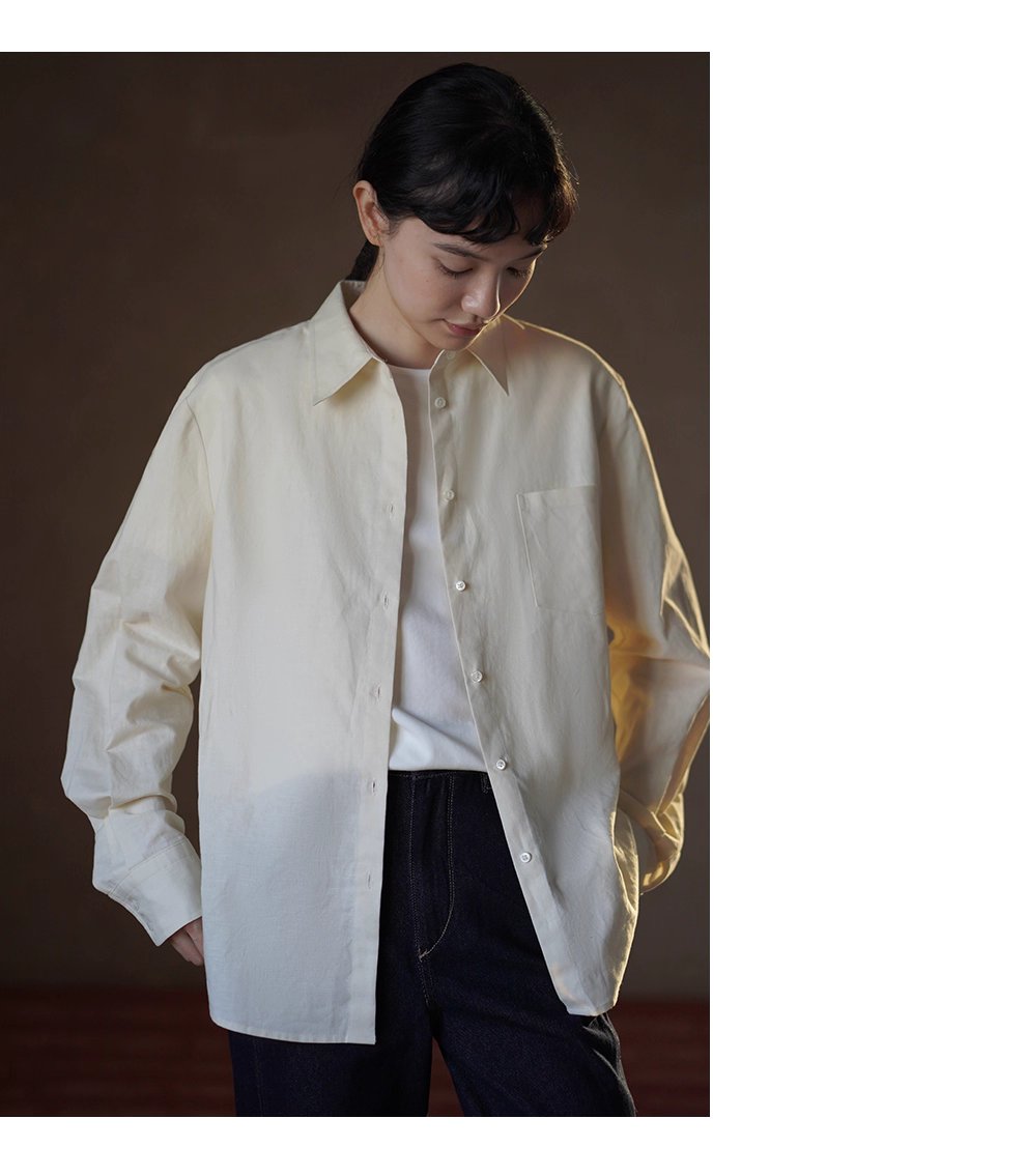 清香檸檬舒適棉麻混紡長袖疊穿寬鬆襯衫顯瘦通勤上衣女