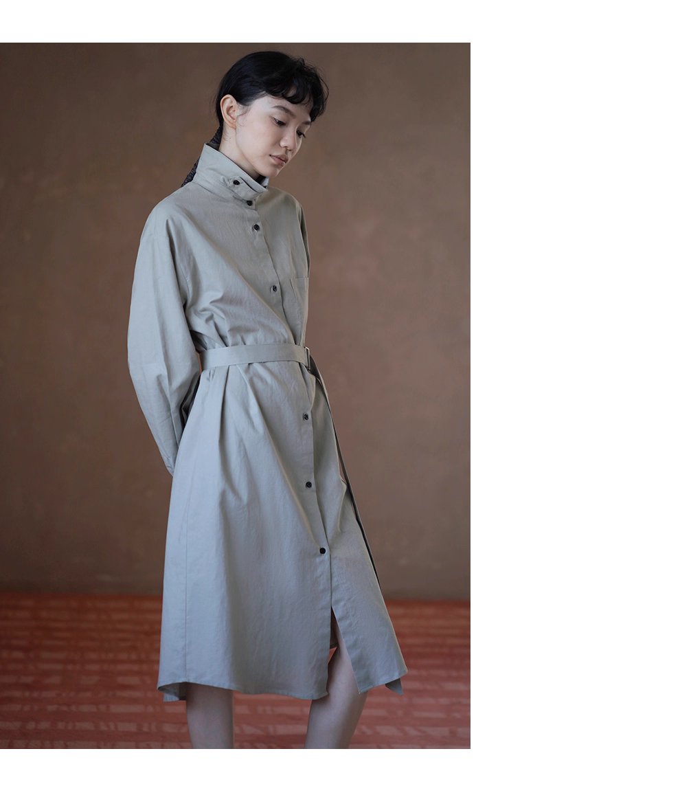 日常友善清透亞麻棉混紡襯衫領寬鬆H版型腰帶通勤洋裝