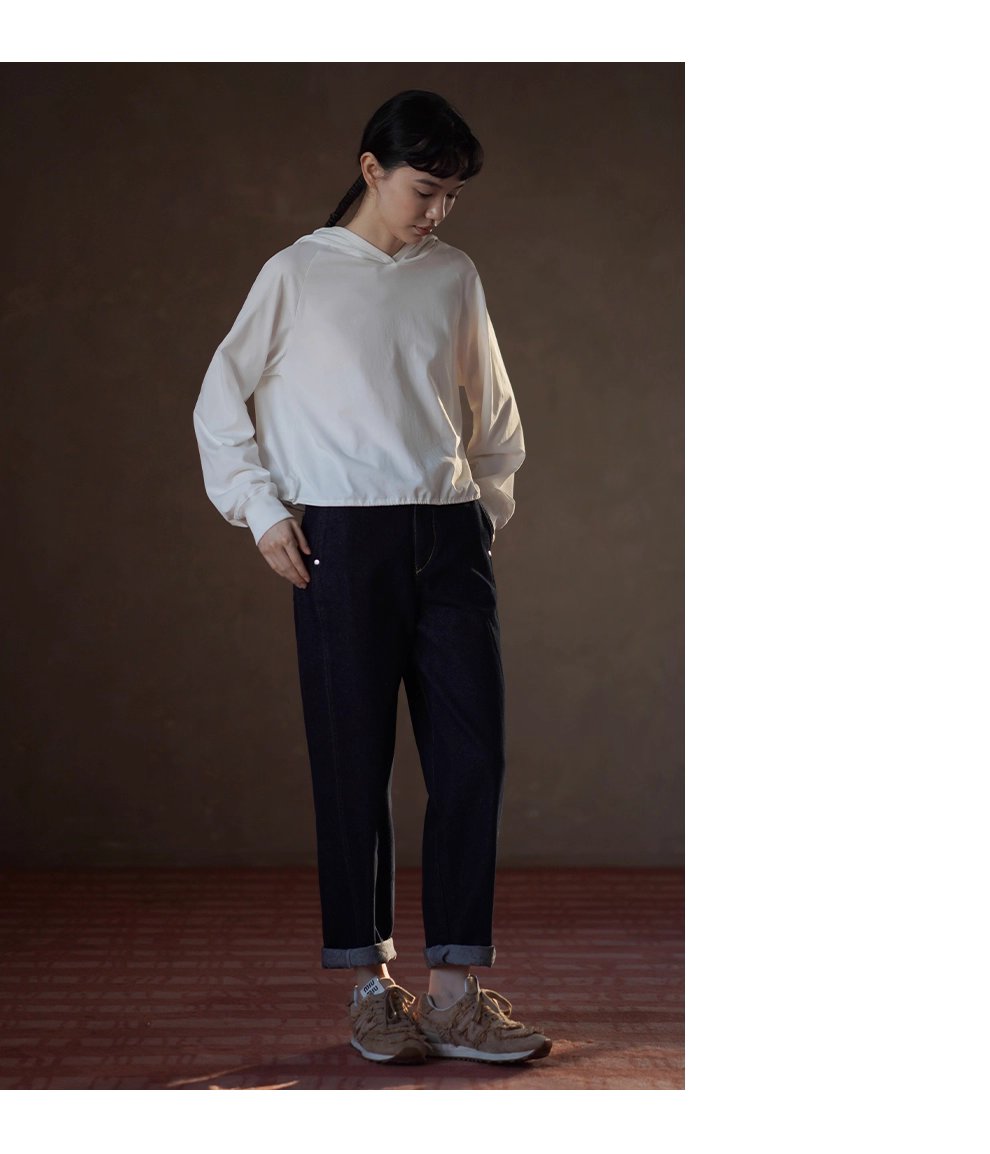 100棉垂軟寬鬆顯瘦連帽休閒長袖上衣可調整下擺T恤內搭