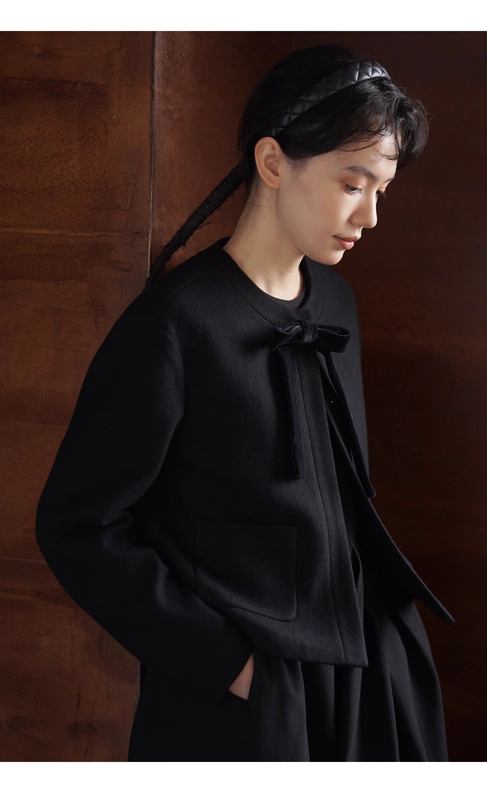 少女祈禱外套可拆式絲絨蝴蝶高含量羊毛短版正肩西裝女