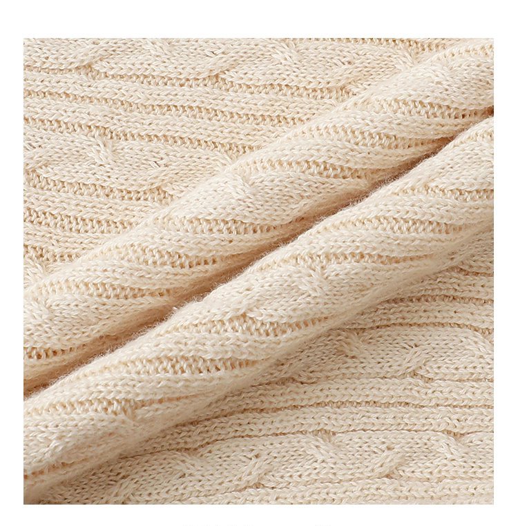 純色麻花雙頭拉鍊針織衫女秋季新款修身純棉上衣