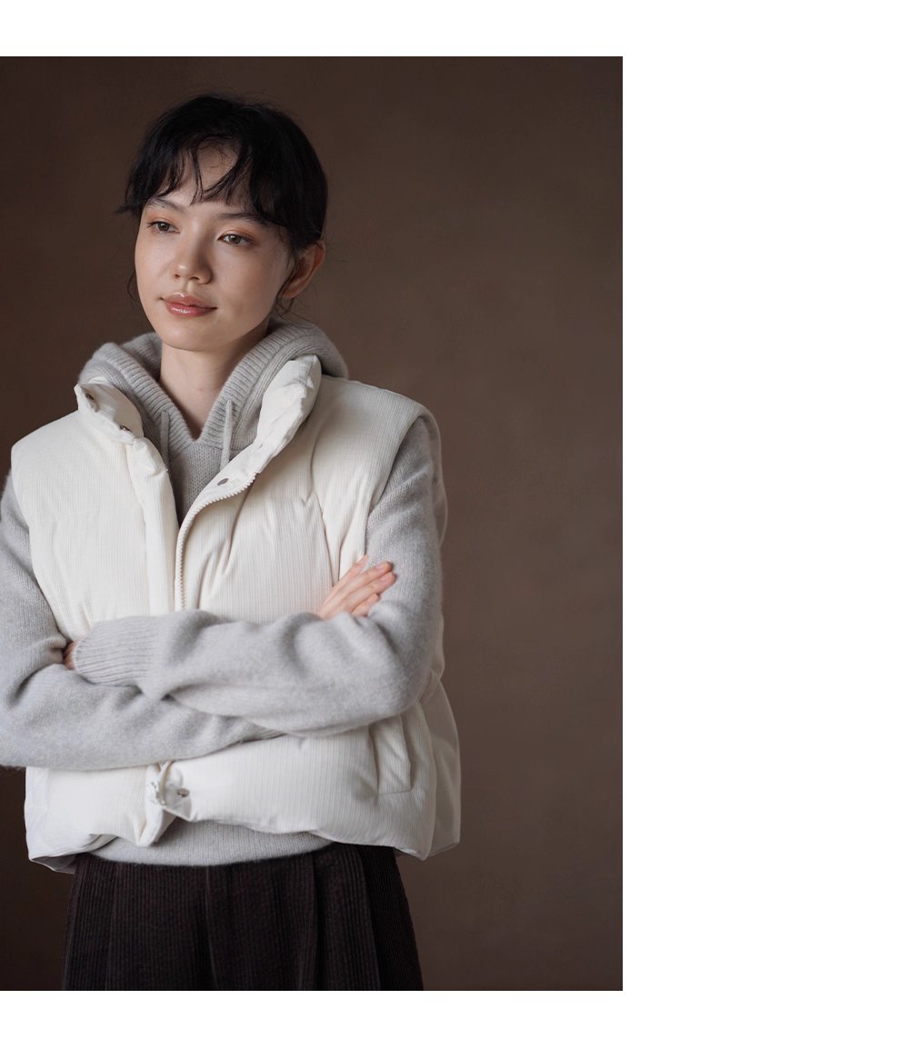 保暖軟糯小泡芙格外套紋肌理寬鬆短款立領夾棉馬甲棉服