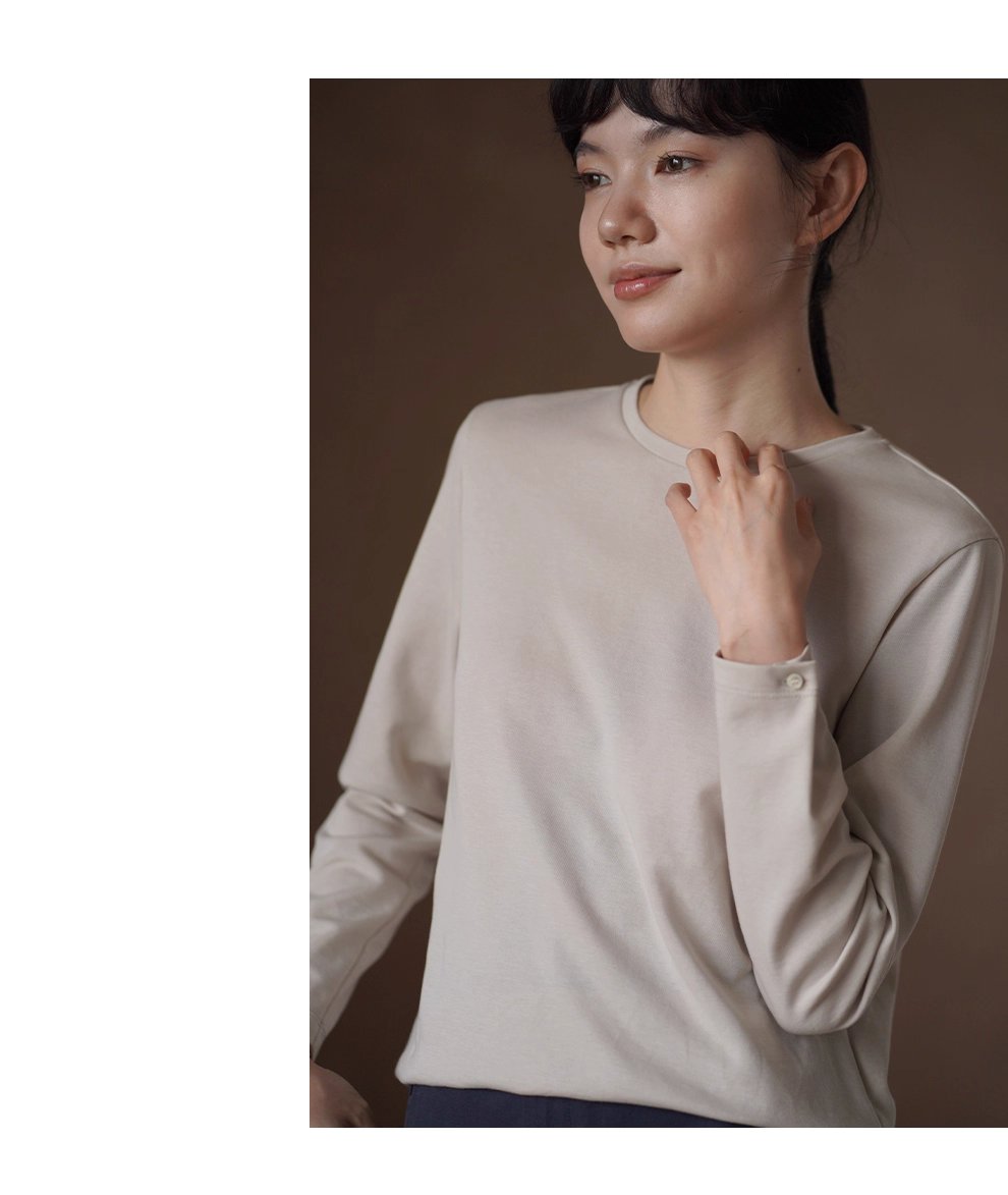 強包容配色基本款內搭可調式連結袖口圓領寬鬆T恤上衣女