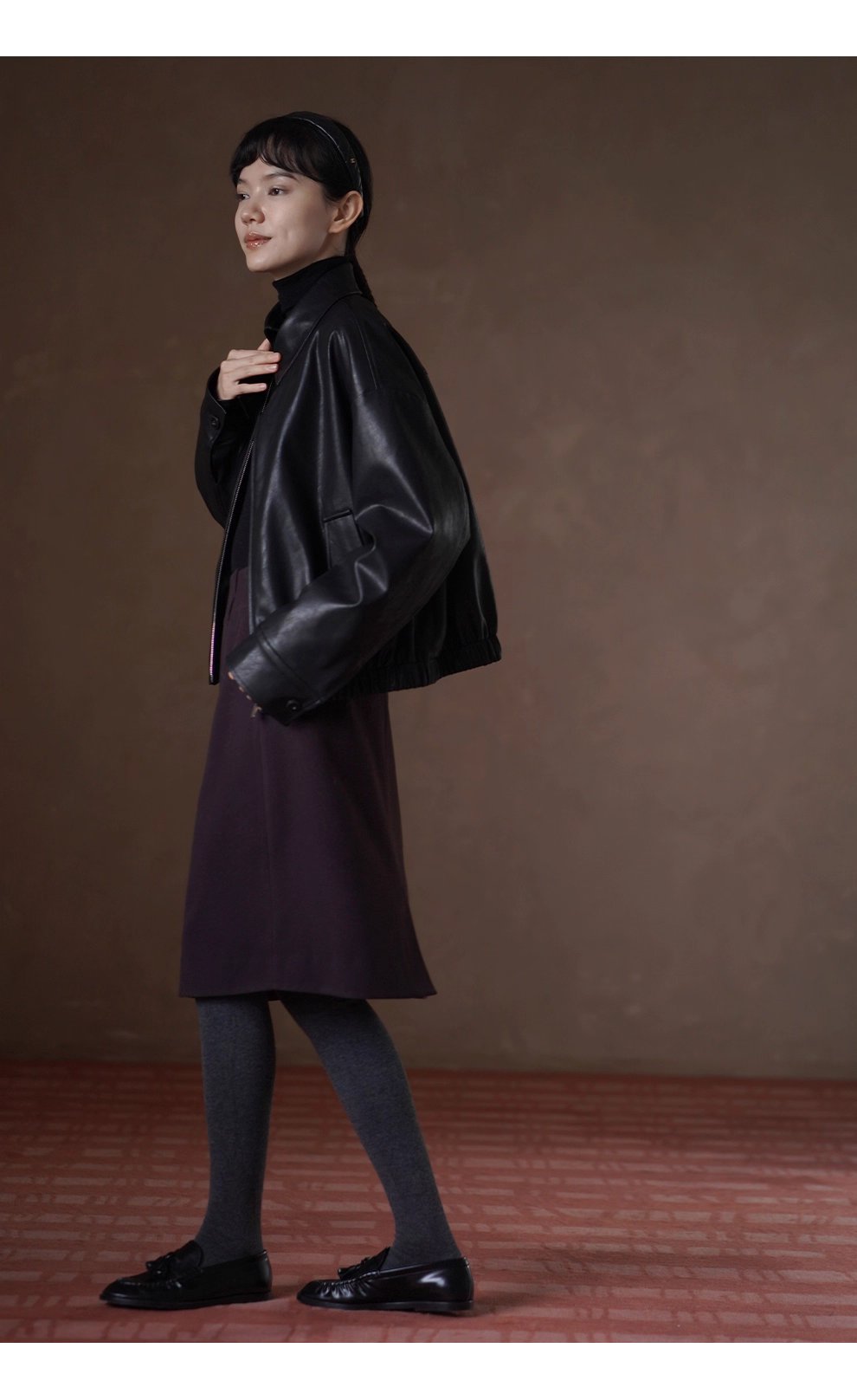 風度溫度並存寬鬆輪廓復古環保夾棉加厚保暖皮衣外套女