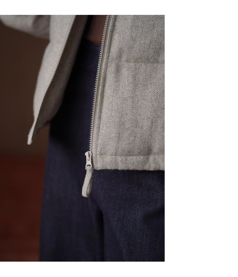 冬日盧森堡保暖外套羊毛夾花人字紋加厚短款休閒棉服女