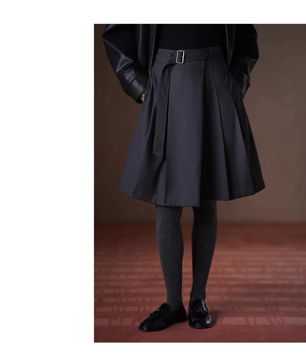 進階書呆子百褶裙高腰可調整顯瘦A字復古遮肉通勤半身裙,進階書呆子百褶裙高腰可調整顯瘦A字復古遮肉通勤半身裙,HBEW2028,進階書呆子百褶裙高腰可調整顯瘦A字復古遮肉通勤半身裙,高腰百褶,日字扣腰帶