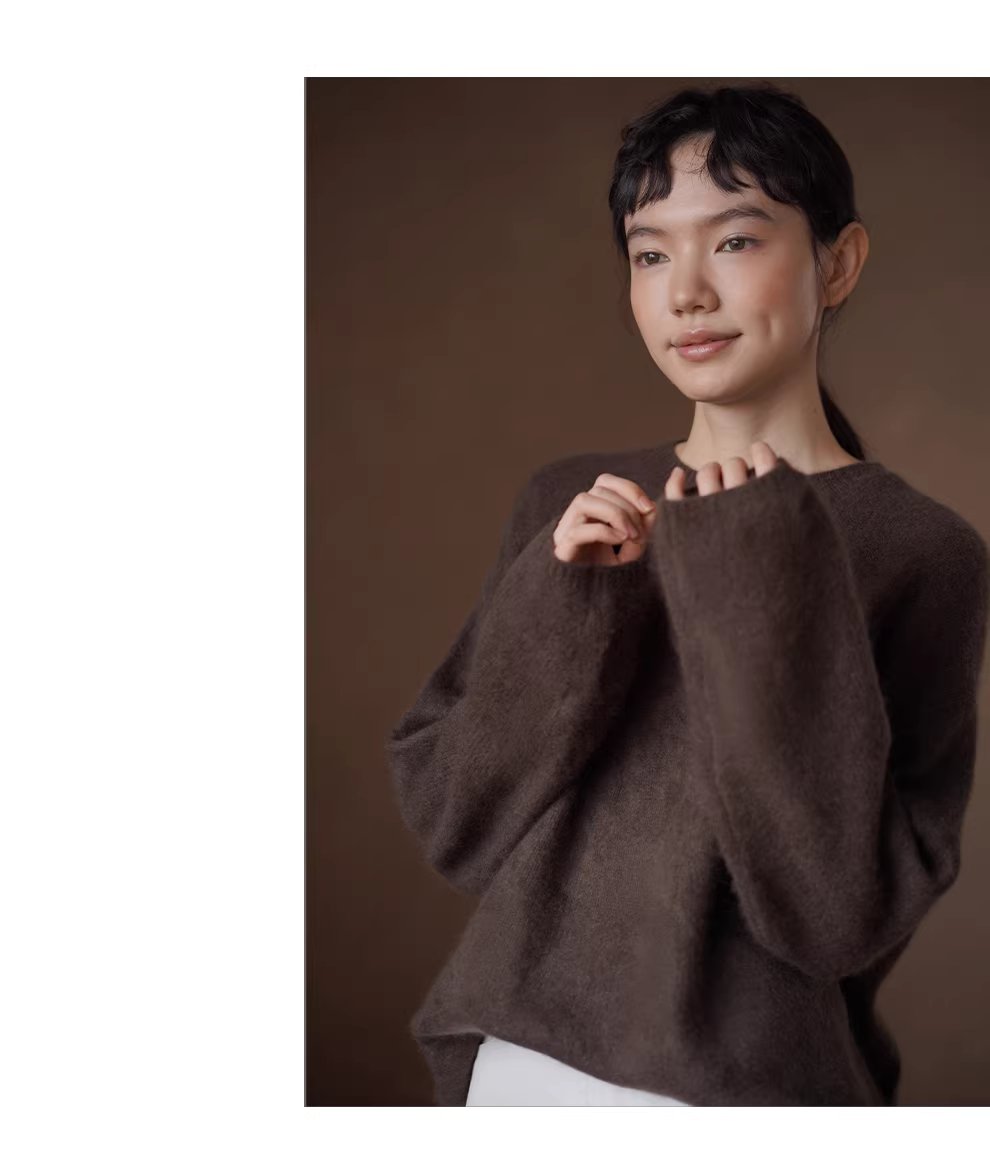 糖炒栗子毛衣高品羊絨羊毛混紡寬鬆圓領顯瘦針織上衣女,糖炒栗子毛衣高品羊絨羊毛混紡寬鬆圓領顯瘦針織上衣女,HBEW1163,糖炒栗子毛衣高品羊絨羊毛混紡寬鬆圓領顯瘦針織上衣女,質感單品,羊毛羊絨