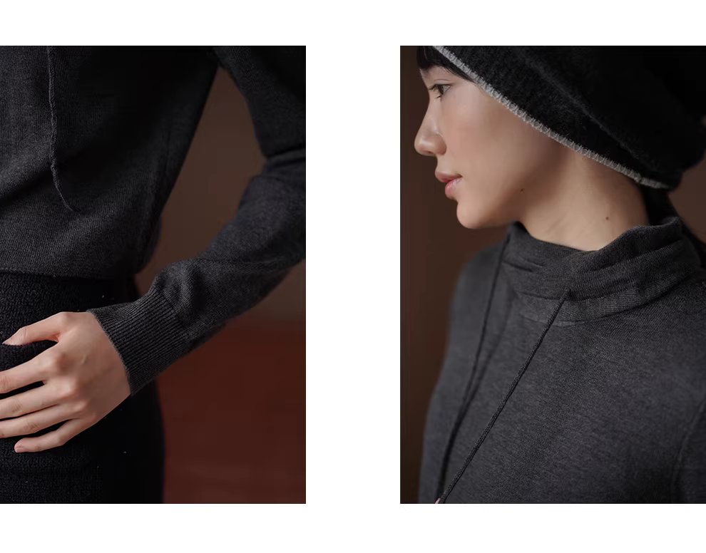 法式超細綿羊毛混紡疊量鬆弛堆堆領針織內搭合身上衣女,法式超細綿羊毛混紡疊量鬆弛堆堆領針織內搭合身上衣女,HBEW1167,法式超細綿羊毛混紡疊量鬆弛堆堆領針織內搭合身上衣女,連帽抽繩,羊毛混紡